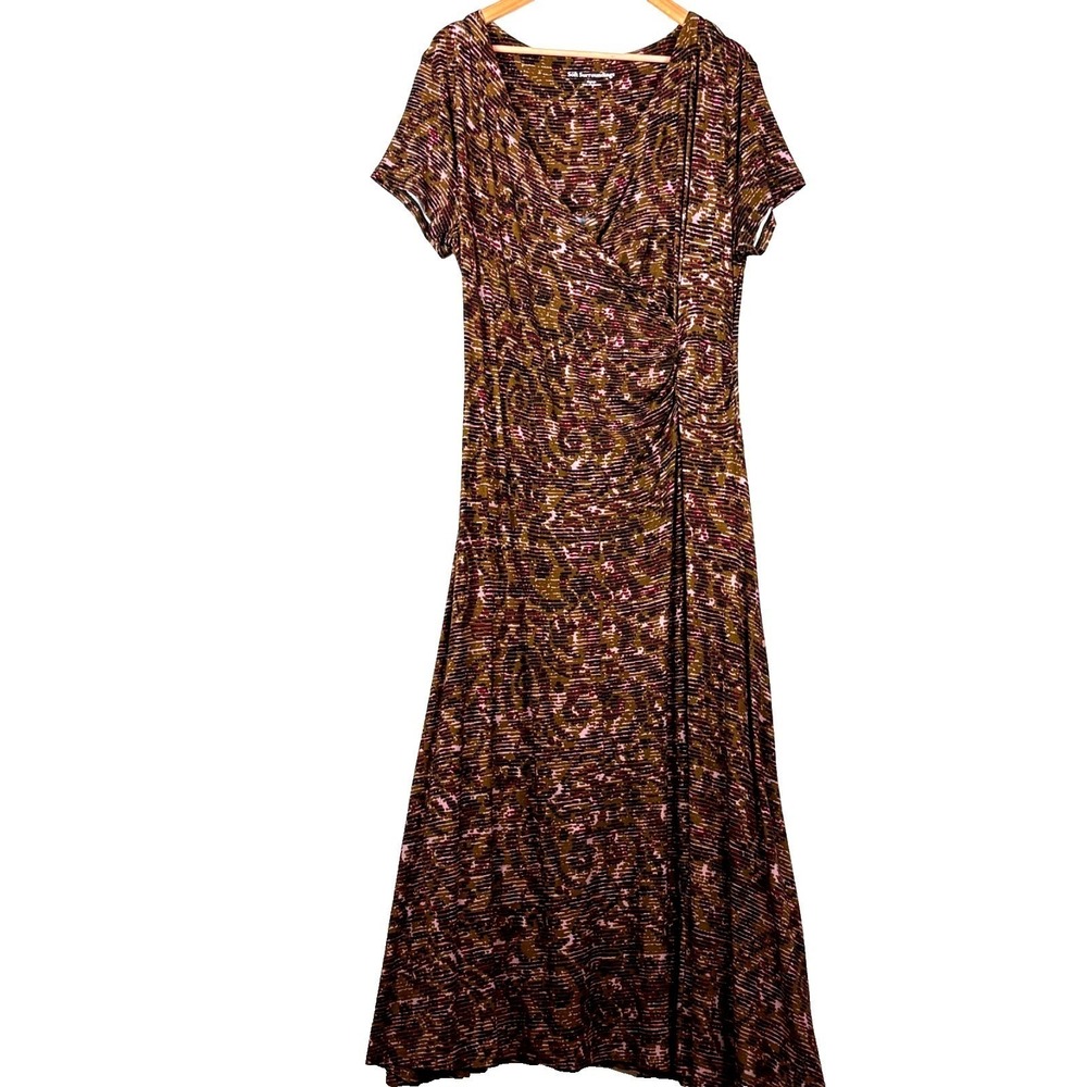 Soft Surroundings Joanna Short Sleeve Faux Wrap Jersey Maxi Dress XL Artsy Boho - Picture 4 of 16